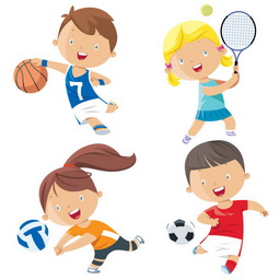 Vector cartoon kids sports characters